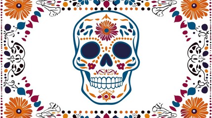 a skull with floral pattern on it