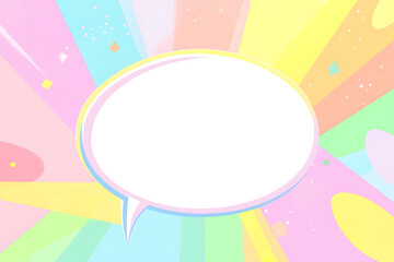 Empty speech bubble. Comics speech bubble for text. White empty dialog cloud on bright pink background with zoom lines and halftone.