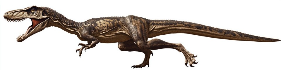 Obraz premium Ancient Velociraptor. Dinosaurs Velociraptor Roaring on a Blank Background