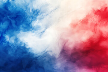 Fototapeta premium Powder or smoke explosion of the American and French Flag colors