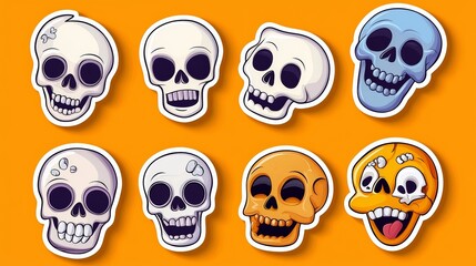 set of cartoon skulls