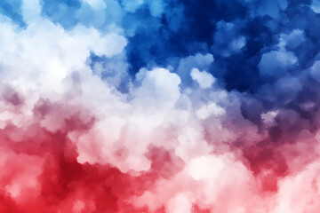 Powder or smoke explosion of the American and French Flag colors