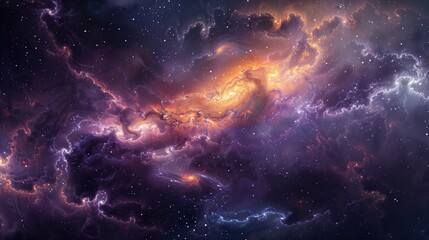 Fototapeta premium Abstract cosmic texture wallpaper with swirling galaxies and stars