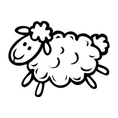 Cute sheep hand drawn doodle. Children plush toy. Time to sleep. Good night. Vector outline line art illustration.