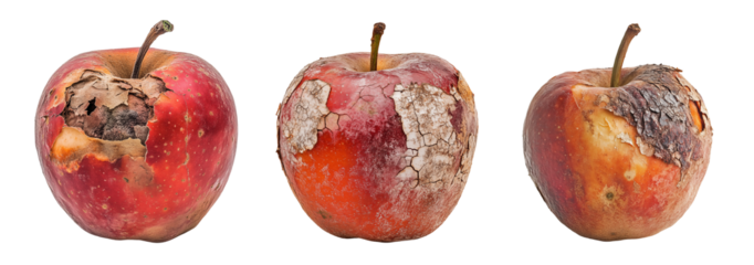 set of rotten apple on isolated background