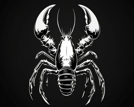 recommend clip art: Crawfish Silhouette. Lobster Icon with Black Background in Silhouette Style