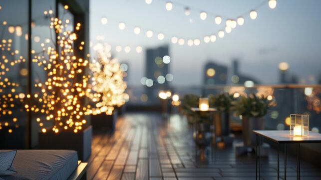 Vibrant Rooftop Soiree: Modern Cityscape Lights Up Stylish Celebration