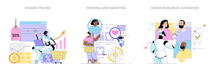 Artificial intelligence in business. Flat Vector Illustration