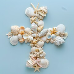 Unique Seashell Cross with Beachy and Natural Coastal Vibes