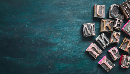 A set of old lead printing letters