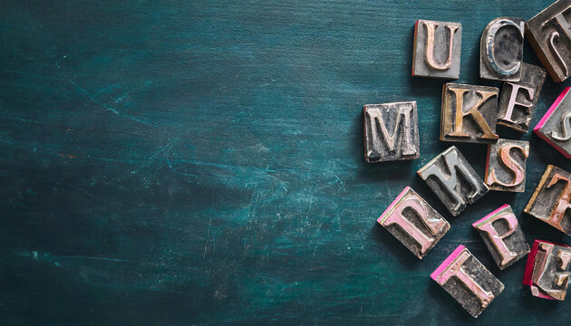 A set of old lead printing letters