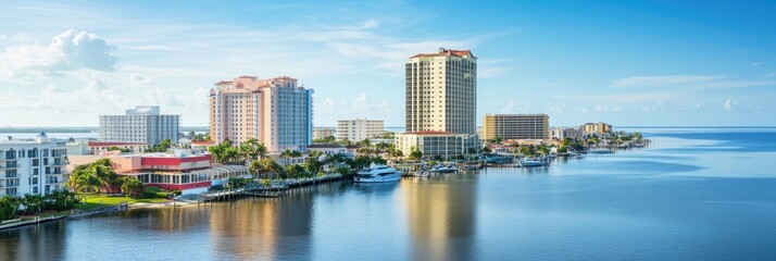 Fort Myers Florida. Beach Skyline with Mantanza Pass Waterway - A Boater's Destination