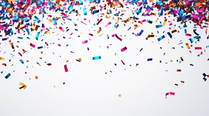 Celebratory Confetti on White Background for Party Decorations Generative AI