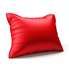 Red Pillow Mockup Isolated on White Background