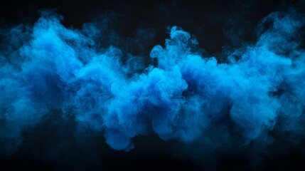 Abstract Blue Smoke Explosion on Black Background, Dynamic Motion Concept Generative AI