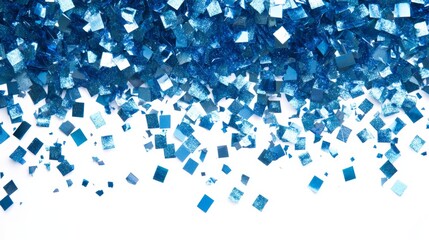 Festive Blue Confetti on White Background for Celebration and Party Decorations Generative AI