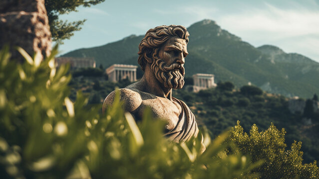 Realistic photo of a athletic greek philosophe