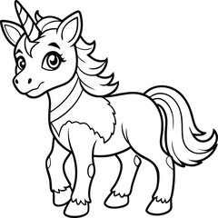 Magic Cute unicorns silhouettes. Stylish icons, vintage, background, horses tattoo. outline, isolated different unicorn body, Hand drawn vector illustration collection.