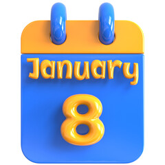 3D Calendar with 8 date number