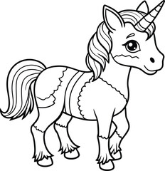 Magic Cute unicorns silhouettes. Stylish icons, vintage, background, horses tattoo. outline, isolated different unicorn body, Hand drawn vector illustration collection.