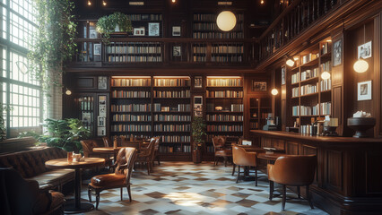 Nostalgic Charm: Cozy Cafe-Like Library