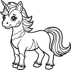 Magic Cute unicorns silhouettes. Stylish icons, vintage, background, horses tattoo. outline, isolated different unicorn body, Hand drawn vector illustration collection.