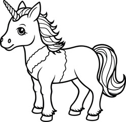 Magic Cute unicorns silhouettes. Stylish icons, vintage, background, horses tattoo. outline, isolated different unicorn body, Hand drawn vector illustration collection.