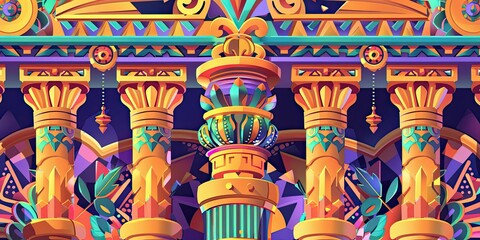 Fototapeta premium Ornate pillars with geometric patterns.
