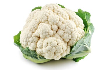 Fresh Cauliflower with Green Leaves.
