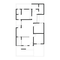 Black and White floor plan of a modern unfurnished house for your design. Suburban house vector blueprint. Architectural background.