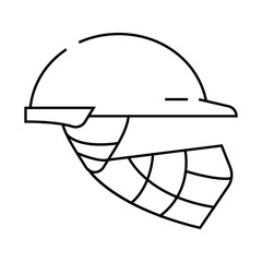 helmet cricket player head protect accessory line icon vector. helmet cricket player head protect accessory sign. isolated contour symbol black illustration