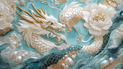 Fototapeta premium Luxurious Cell Phone Case: Chinese Dragon and Peony Art