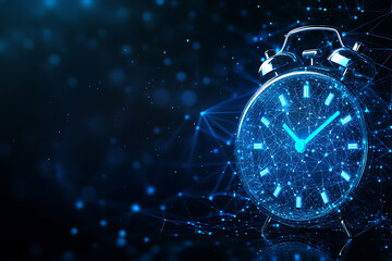 An abstract digital background featuring a clock, with intricate patterns and textures that blend seamlessly with vibrant colors and geometric shapes