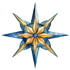 Obraz premium A vibrant compass rose design featuring sharp, colorful points radiating outwards, symbolizing direction and navigation.