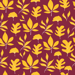 Fall Seamless Pattern with Leaves Background, Autumn Pattern Foliage Thanksgiving Forest Wallpaper