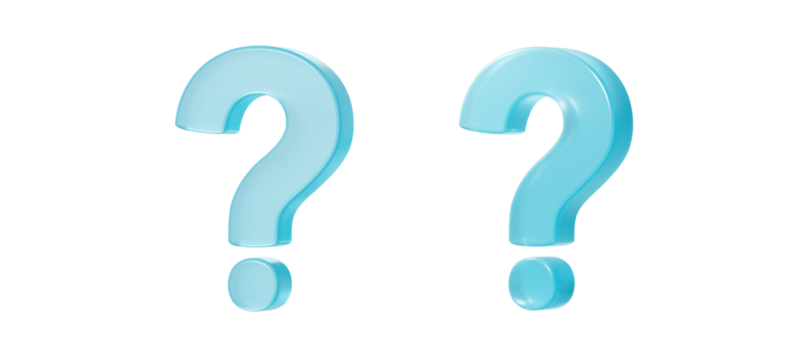 3D question mark in light blue with a little transparency and gloss	 - Powered by Adobe