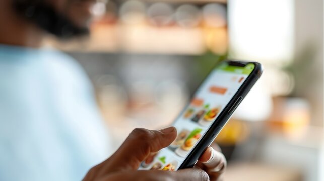 Decision Time - Person Contemplating Meal Choices on Food Delivery App