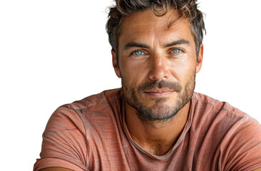 Obraz premium A man with blue eyes isolated on a transparent background for web, banner, wallpaper