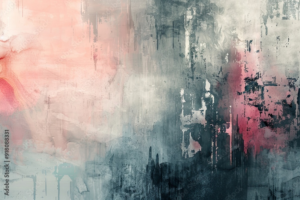 Poster Soft pastel textures blend seamlessly, creating an abstract representation of tranquility and depth. Generative AI
