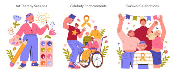 Fototapeta premium Childhood Cancer Awareness Month. Flat Vector Illustration