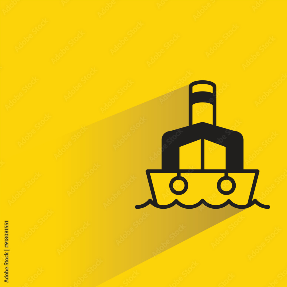 Canvas Prints ship icon with shadow on yellow background