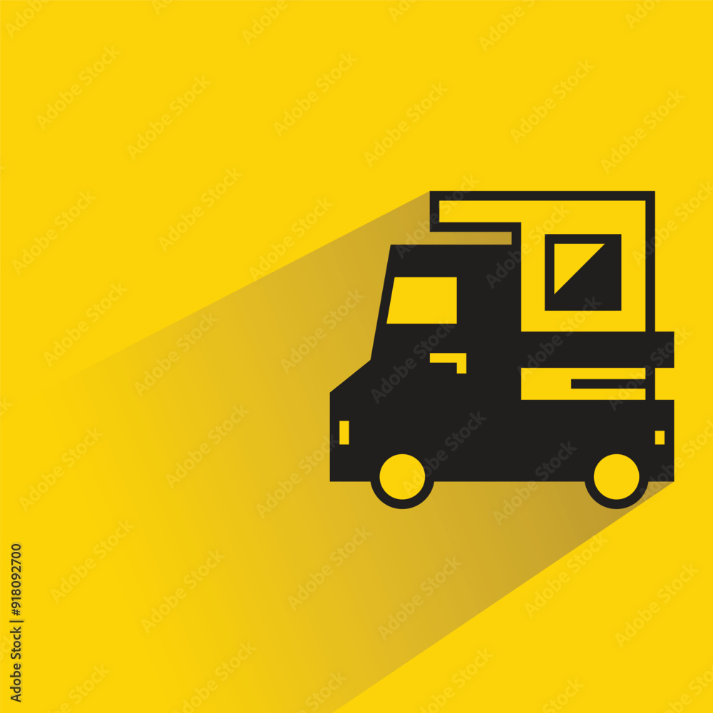 Canvas Prints truck icon with shadow on yellow background