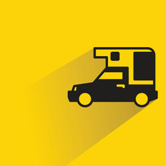 small truck icon with shadow on yellow background