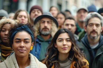 Obraz premium Diverse group of people, focused women in front, shallow depth o