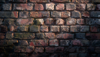 Naklejka premium A close-up view of an aged brick wall showcasing a rich array of colors and textures.