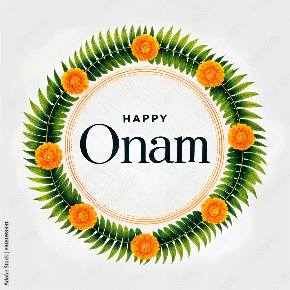 Poster round decorative frame for onam.