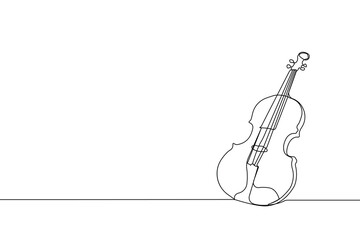 Simple hand-drawn violin single line drawing isolated on white background. Vector illustration.