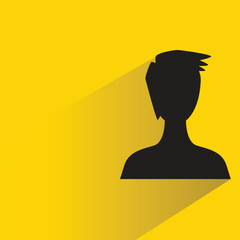 silhouette woman avatar with shadow on yellow background