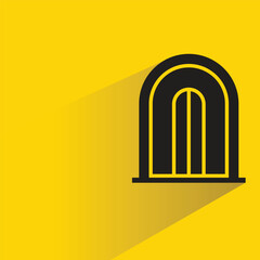 window with shadow on yellow background