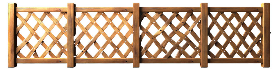 Three-Panel Wooden Lattice Fence